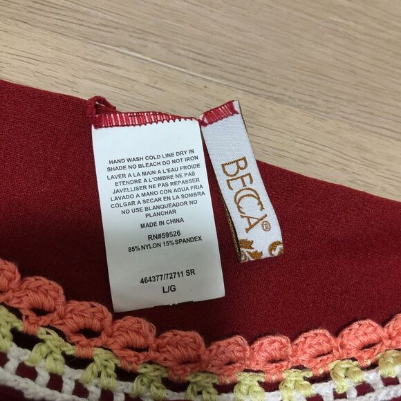 becca swimwear large bottoms l red dark Knitted Sides New da - Picture 3 of 8